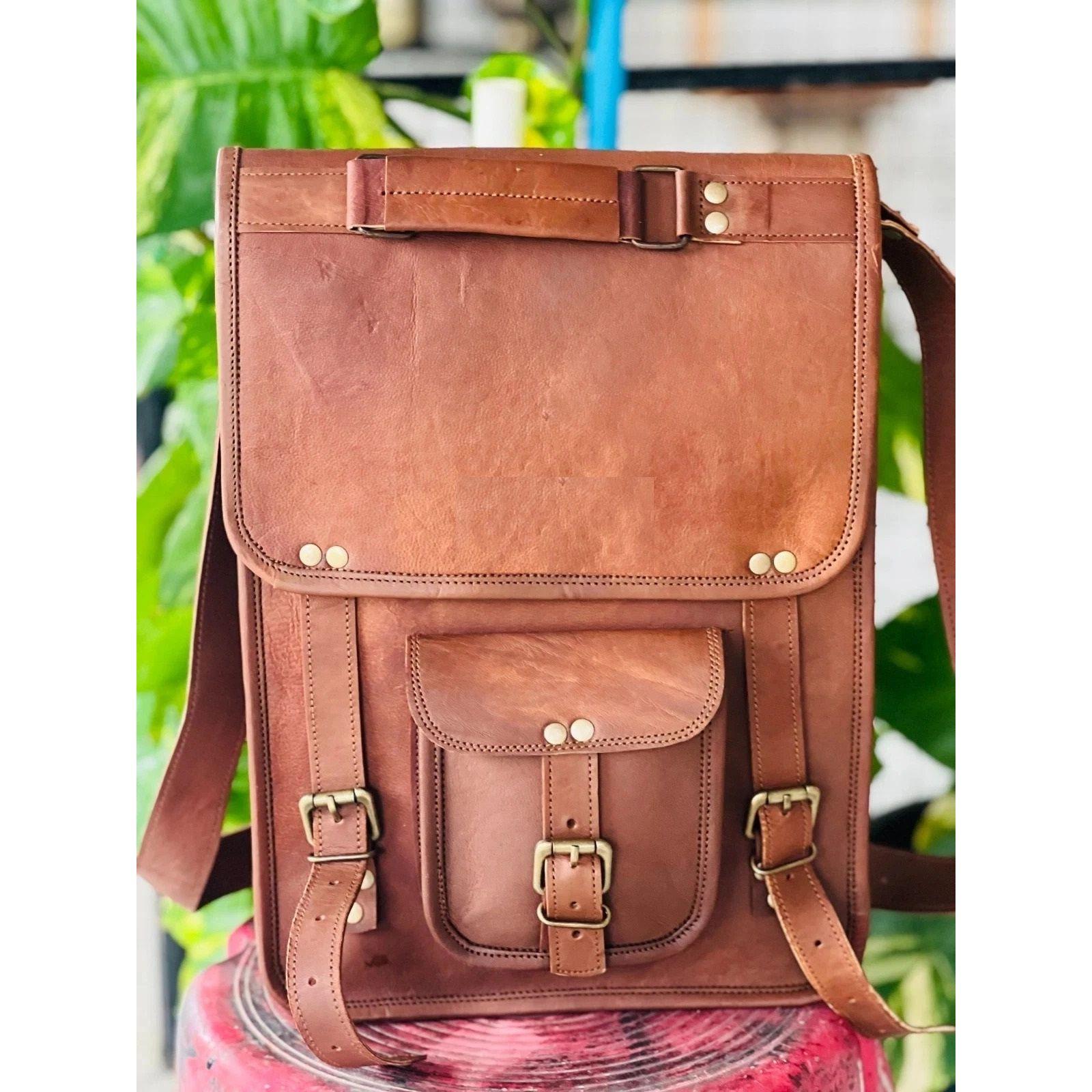 

Безопасная кожаная винтажная сумка-мессенджер для ноутбука, сатчел, ручная работа, мужская, из натуральной кожи 16 x 12 x 5 in