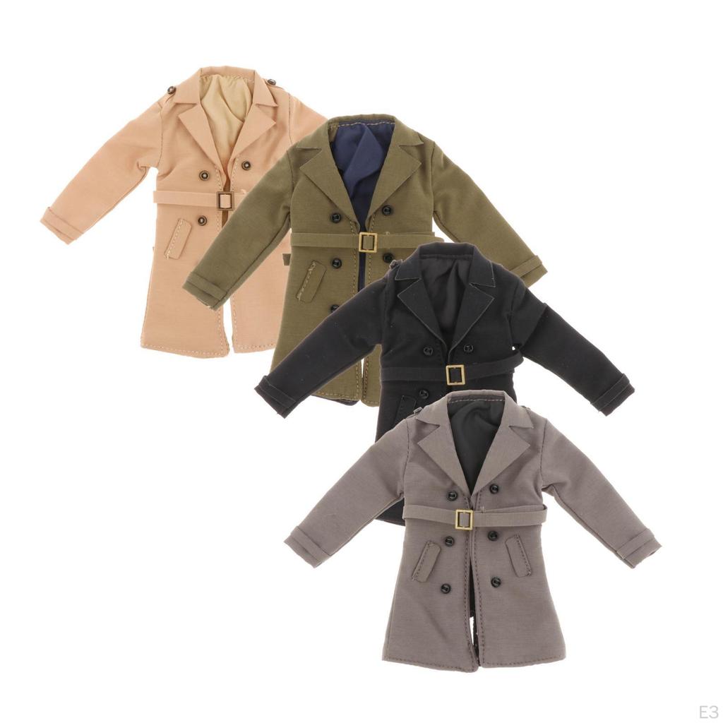 1/12 Figure Long Trench Coat with Belt for 6inch Action Figures