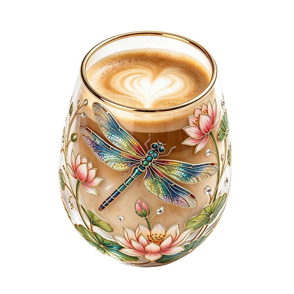 Glass Tea Cup Decorative Portable Glass Aesthetic Teacup Hummingbird Wine Cup for Women Men Family Beverage Indoor Kitchen Table