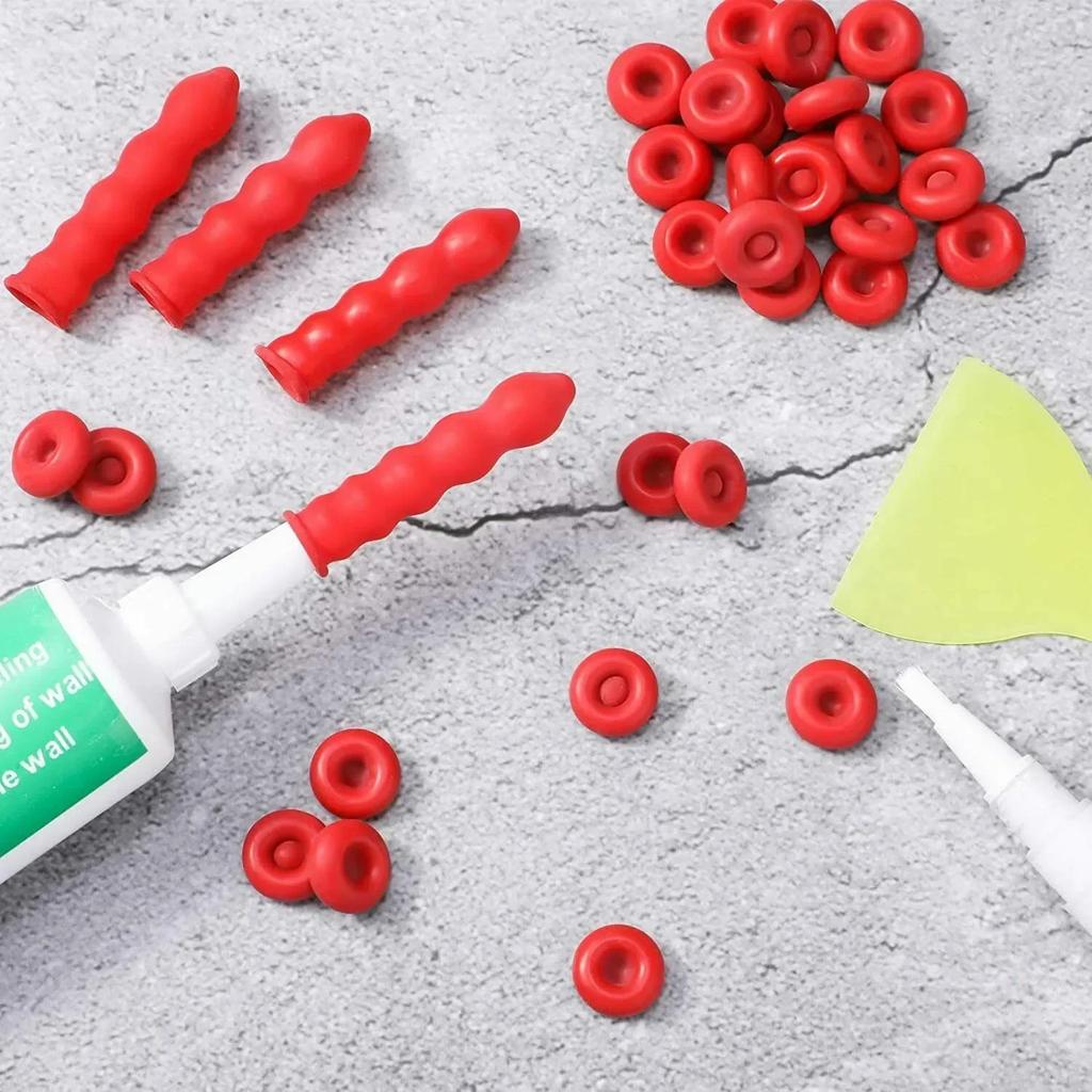 20pcs Caulk Cap Glass Glue Tip Sealing Cap Barrel Glue Mouth Protective Cover Caulking Gun Nozzles Cap Red Caulk Saving Cap