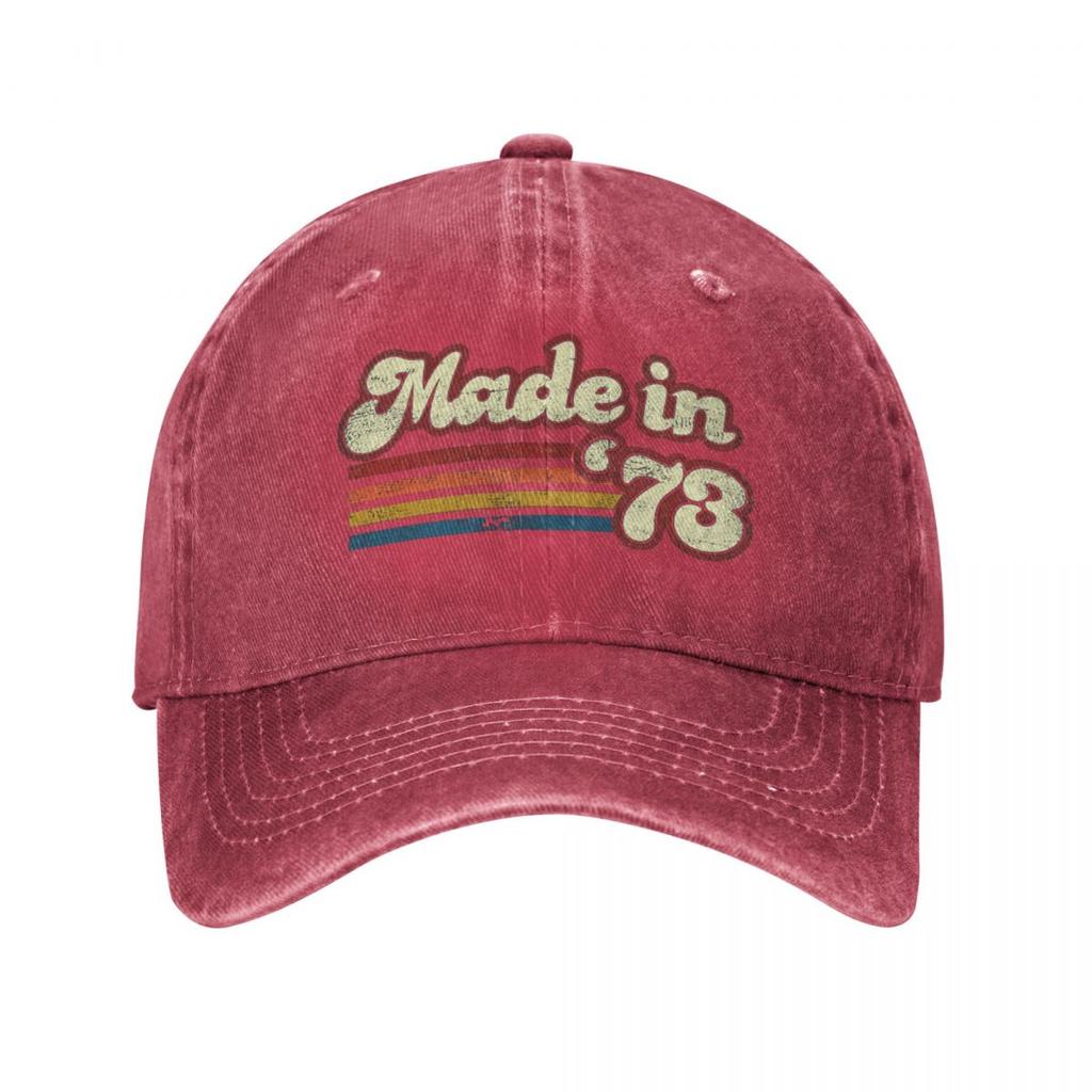 Vintage Made In 1973 50th Birthday Trucker Hat Merchandise Casual Distressed Washed Snapback Hat For Unisex Style Adjustable