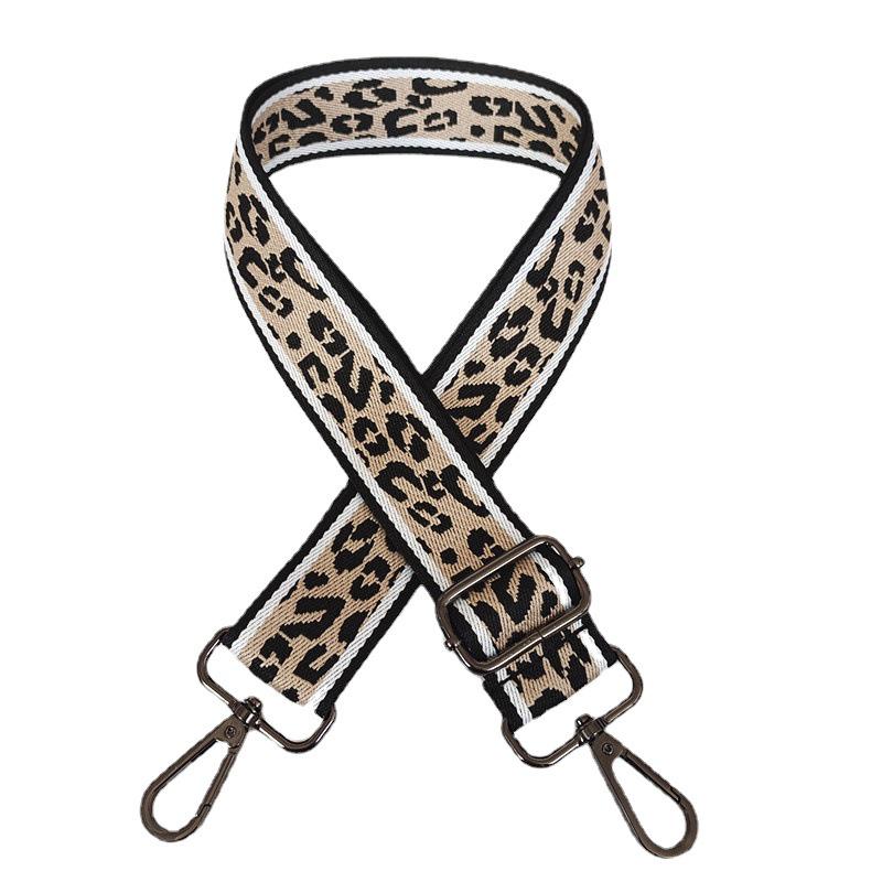 Women's Leopard Print Wide Canvas Shoulder Strap for Crossbody Bags