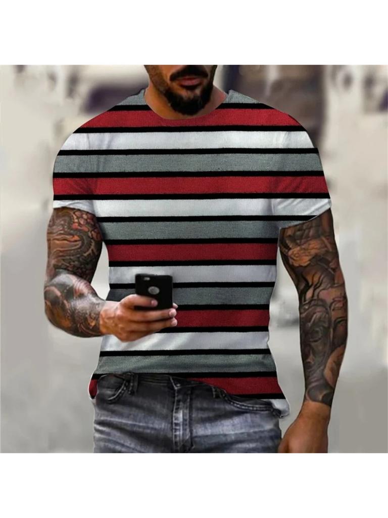 3D Printed Street Hip Hop Men Women Stripe Print T-Shirt Daily Casual Oversized Sportswear Gym Tops Ropa Hombre Summer Short Sleeve Tees