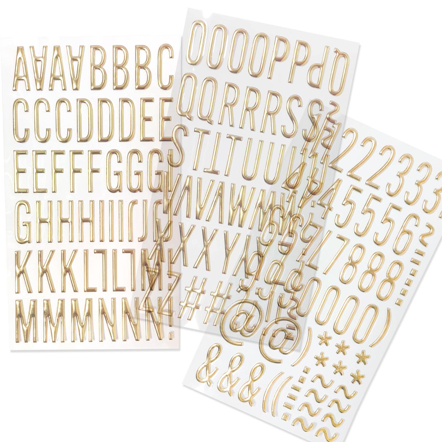 3 Sheets 170pcs 1 Inch 3D Gold Alphabet Number Stickers 25mm Letters Stickers Self Adhesive Stickers for DIY Crafts Scrapbook