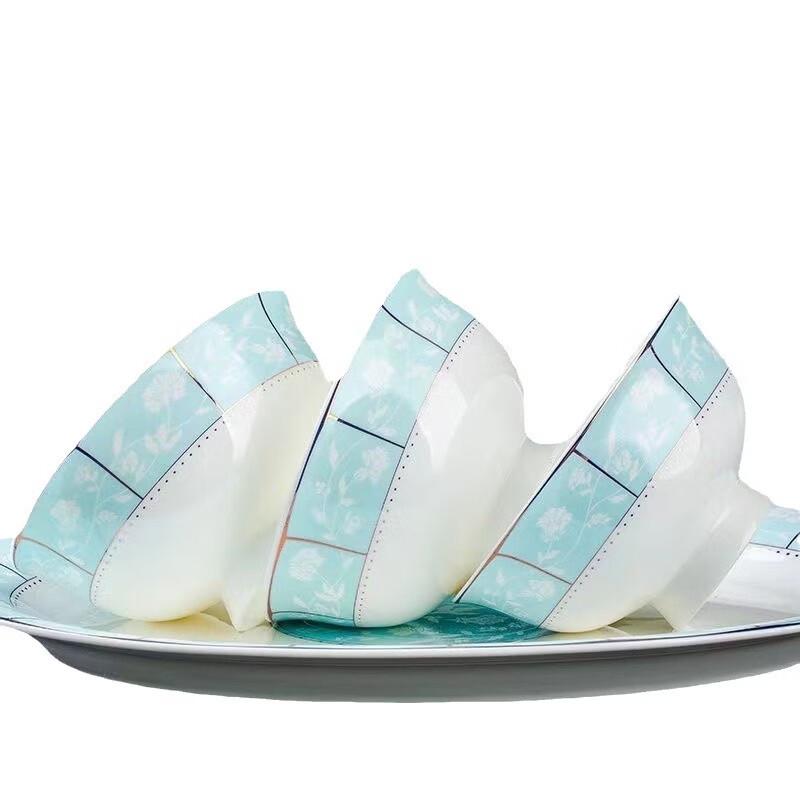 High-Foot Bone China Ceramic Rice Bowl