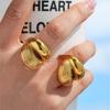 Two Layer Chunky Rings In Stainless Steel With 18k Gold Plated Waterproof Non Tarnish Open Ring For Women