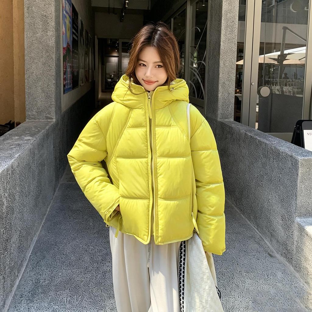 Women's Korean Style Hooded Cotton Jacket, 2026 Winter Short Loose Thickened Fashionable Warm Coat