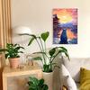 5D Diamant Malerei Neuheiten Katze Tempel Voll Platz Runde Stickerei Mosaik Sonnenuntergang Landschaft Home Decor