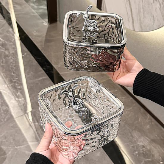 Yousheng Transparent Storage Box Desktop Organizer with Press Type Lid Dressing Table Storage Case for Keys Trinkets Hairpins Scrunchies