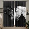 2Pcs, 2D Animal Horse Printed Curtains, Decorative Window Drapes, Rod Pocket Window Treatment, For Bedroom Living Room, Home Dec