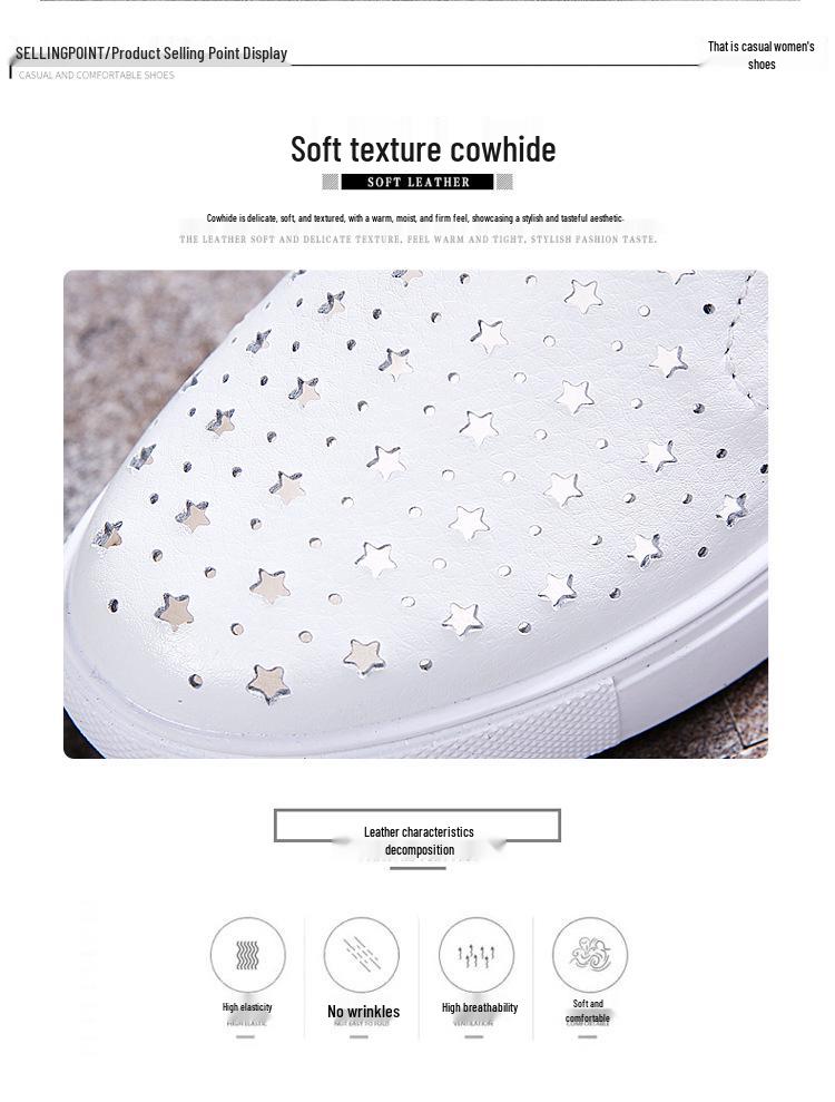 2025 Spring/Summer Women's Genuine Leather Cutout Breathable Slip-on Loafers