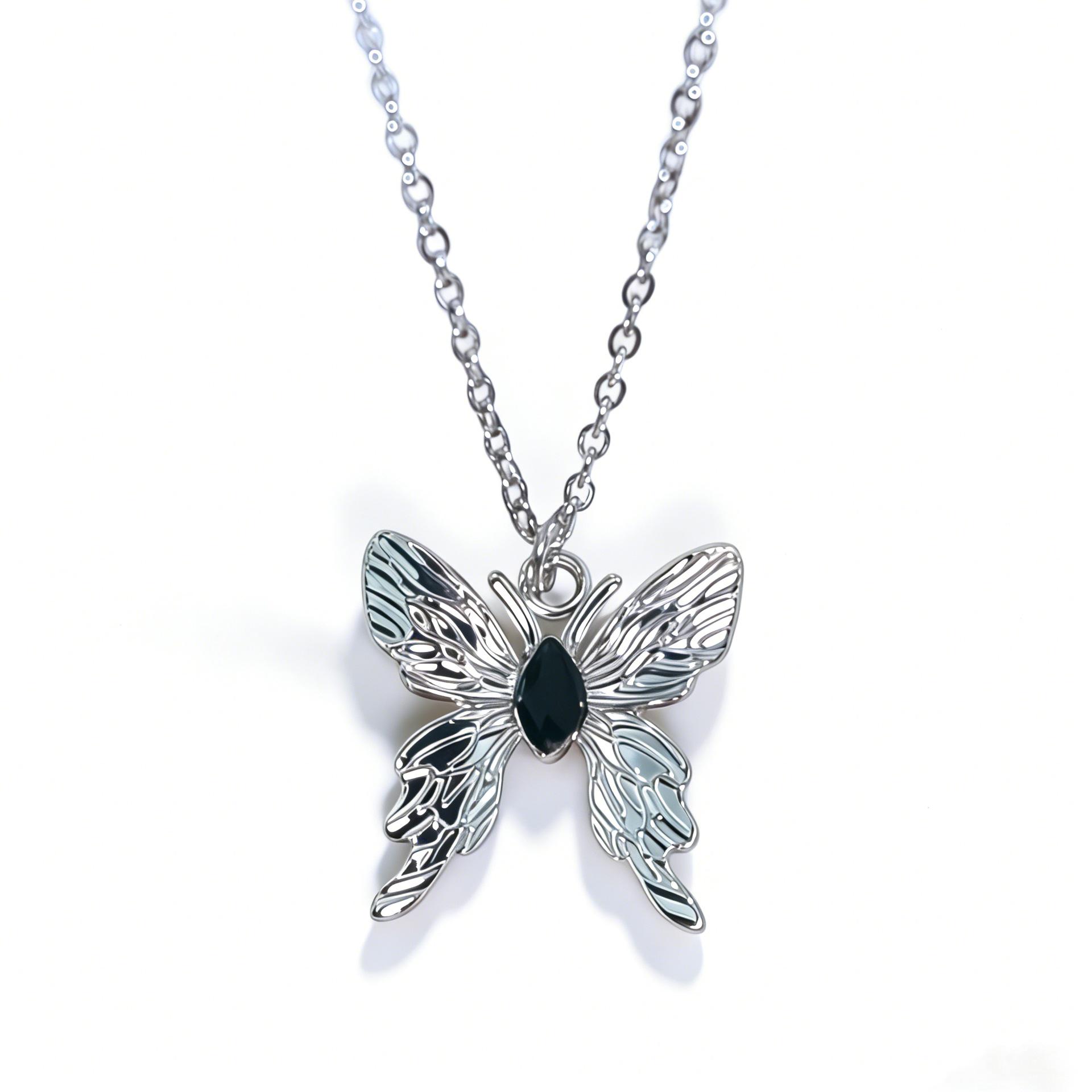 Cross-Border Butterfly Alloy Pendant Necklace - Women s Hip Hop Style