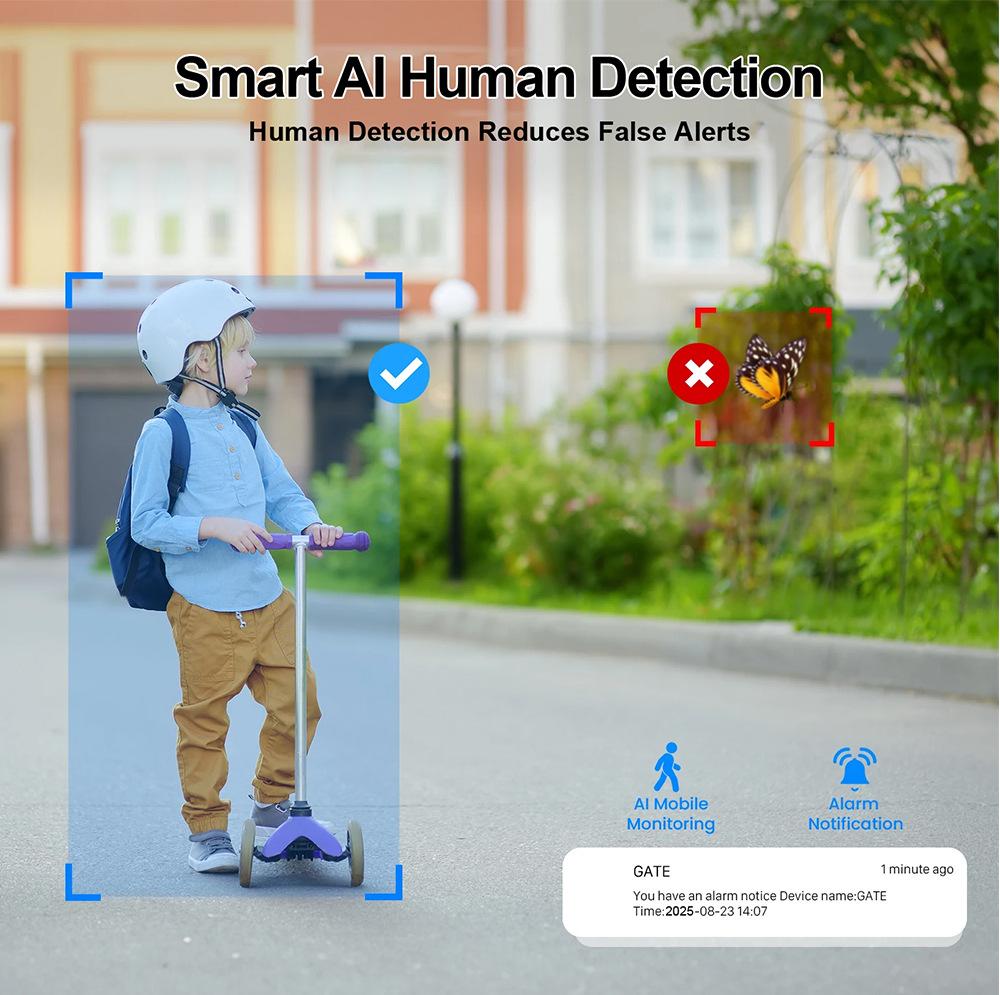 AIOOK Drei-Objektiv-Kamera WiFi HD 6MP IP CCTV Zwei-Wege-Intercom PIR-Erkennung Tracking Outdoor Wasserdicht Smart-Kamera V380 PRO