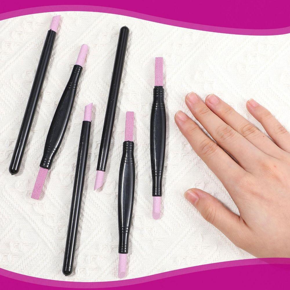 Dual-Ended Nail File Reusable Nail Pusher Pen Portable Quartz Scrub Stick  Nail Care Tool