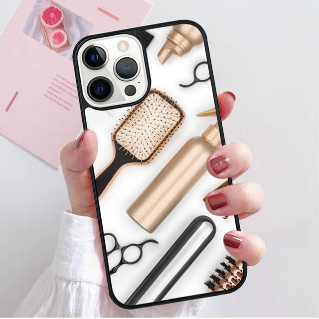 Hair Stylist Scissors Brush Switch Phone Case Cover for iPhone 17 Air 16 15 14 13 11 12 Pro Max Plus Shell Coque