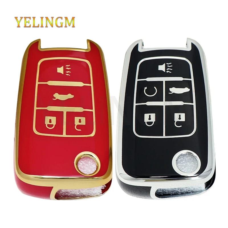 For Chevrolet Cruze Impala Camaro Garna Equinox Volt Yakista AVEO Impala GMC Terrain TPU Flip Car Key Fob Case Cover Keychain