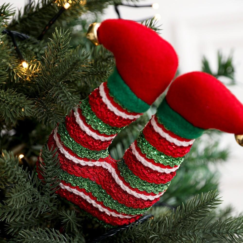 Large Christmas Elf Figurine Leg Ornament  Xmas Navidad Holiday Party Decorations