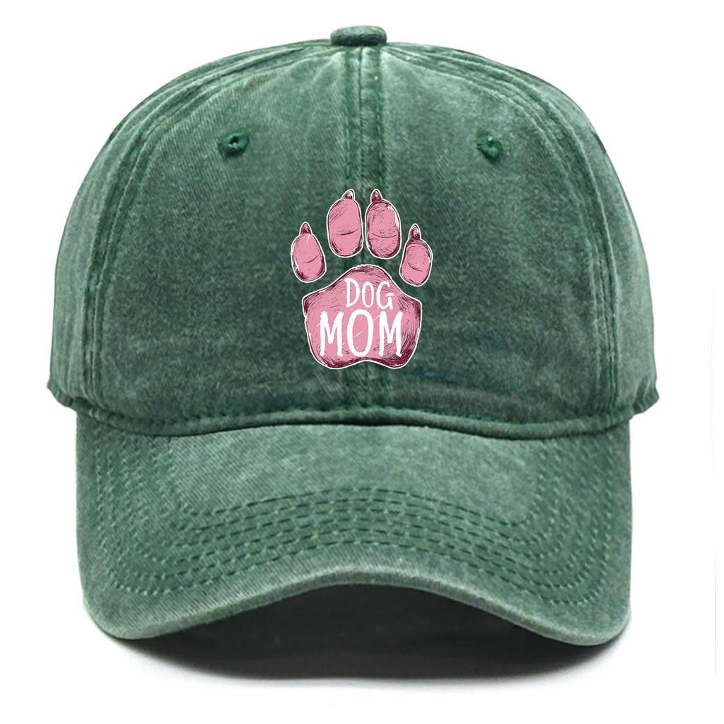 DOG MOM" Paw Print Snapback Baseball Cap, Mother's Day Flat Cap Cozy Breathable Retro Adjustable Strap Adjustable Sun Hat