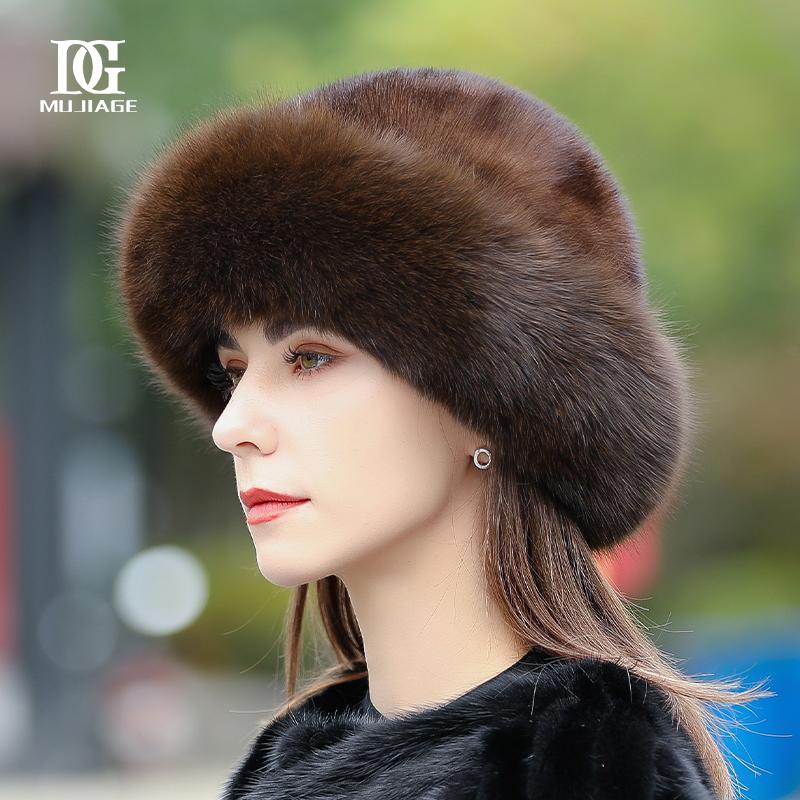 Chapeau de fourrure femme hiver version coréenne de fourrure de vison chaude mode vison Joker hiver fourrure de renard chapeau de pêcheur de neige.