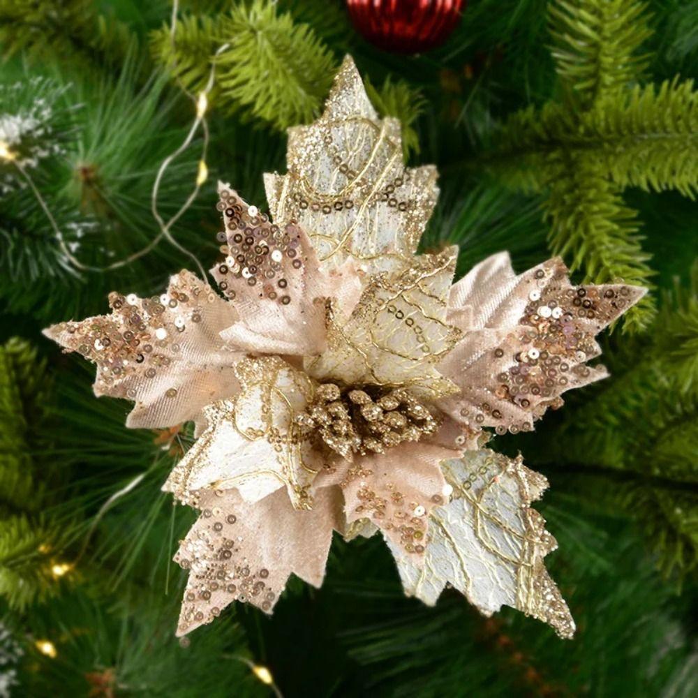 Artificial Fake Flower Colorful Christmas Tree Pendant Christmas Flowers  Navidad