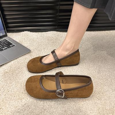 Retro-Schuhe mit weicher Sohle und Schnalle für Damen für Frühling 2026 Neue flache Schuhe mit Leopardenmuster, runde Zehenpartie, Mary Janes Schuhe