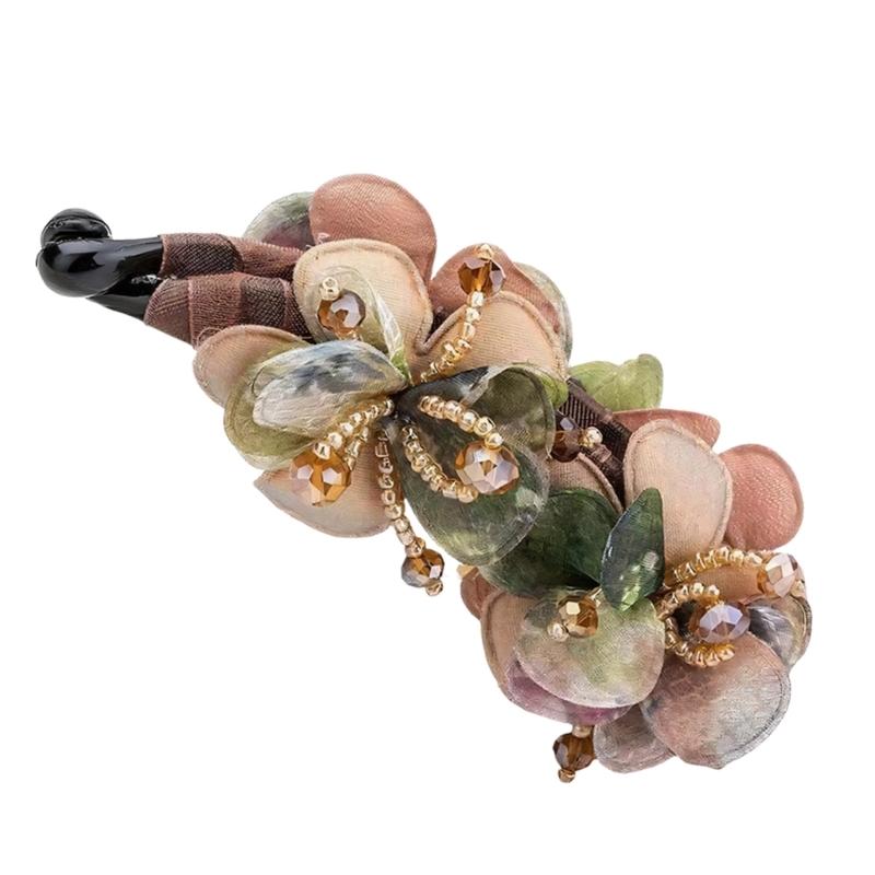Elegant Fabric Banana Hair Clip Flower Hairpin With Anti Slip Design Comfortable And Stylish For Daily Use