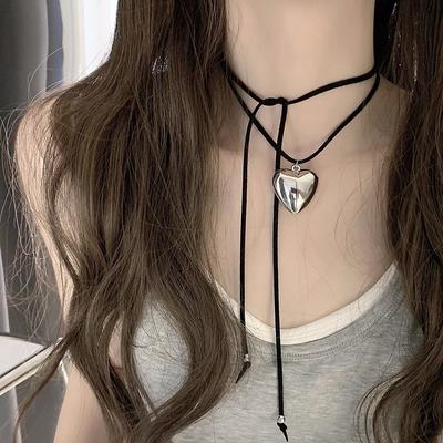 Kolye Kadın Tatlı Havalı Bebekler Siyah İp Dantel Yaka Moda Çok Yönlü Köprücük Kemiği Zinciri Boyun Zinciri Tide