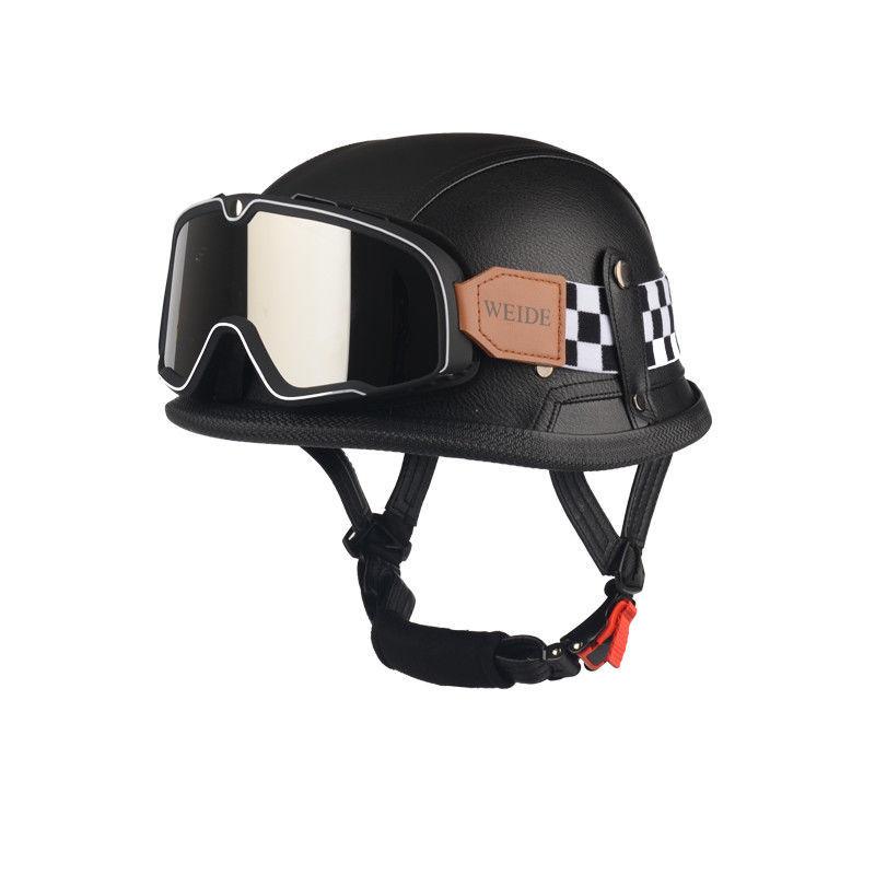 Pedal German Steel Helmet Cruise Retro Half Helmet Harley Men Motorcycle Helmet Motorcycle Floating Helmet Soldier Steel Helmet Leather Helmet