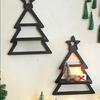 Stylish Wood Wall Shelf for Holiday Festivals Christmas Tree Shape Floating Shelves Candle Display Hanging Storage Rack