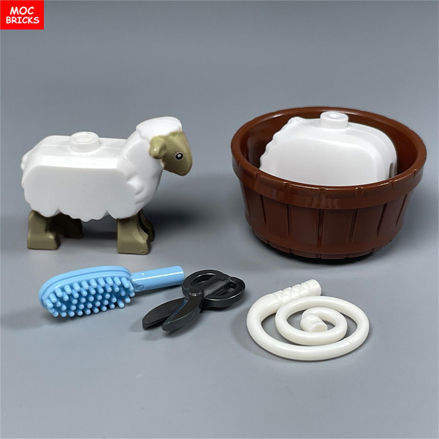 

Детали MOC Животные Овца Ферма Коза Овчарня Огород Сцены Аксессуары Строительные Блоки Игрушки, Ориентированные на Обучение