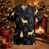 Women's Christmas Print Scrub Top V-Neck Short Sleeve Loose Fit with Pockets