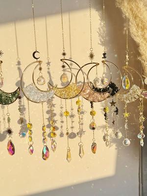 Crystal Sun Catcher Prism Wind Chimes Wall Hanging Decor Moon Catchers Rainbow Maker Light Catcher Garden Home Decoration Gift