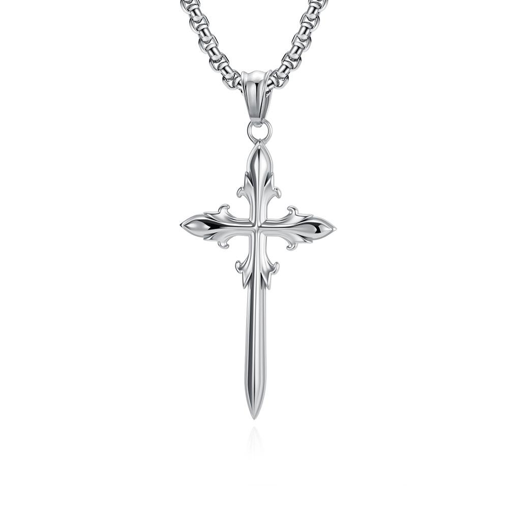 Cross Necklace European and American Retro Gothic Niche Design Sense Street Hipster Versatile Pendant 60CM