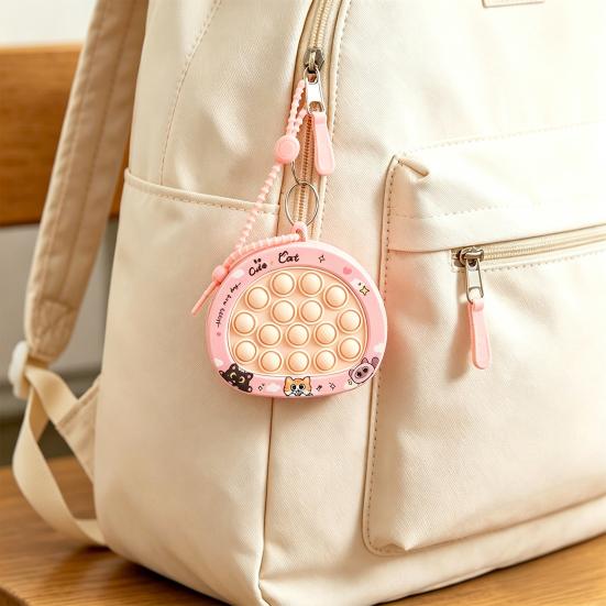 Push Bubble Game Console Keychain Pendant Stress Relief Mini Bubble Popping Game Machine Portable Bubble Squeeze Sensory Fidget Toy