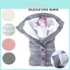 Button Design Baby Sleeping Bag Lamb Wool Infant Swaddle Stroller Wrap Knitted Blanket