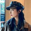 Flat Top Painter Hat Black Sailor Visor Hat Retro Beret Hat