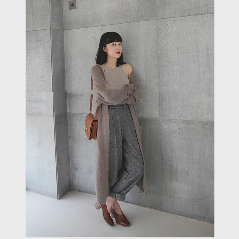 Fall/Winter 2025 Women's Korean Loose Knit Cardigan - Solid Color, Long Sleeve, Mid-Length, Thickened Sweater Coat