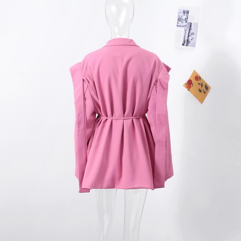 Γυναικείο Μπλέιζερ Πέτο Ζώνη Δέσιμο στη Μέση Σακάκι Κοστούμι Φαρδύ Καθημερινό και για Μετακινήσεις Σακάκι 2025 Άνοιξη/Καλοκαίρι Μακρυμάνικο Λεπτό Παλτό