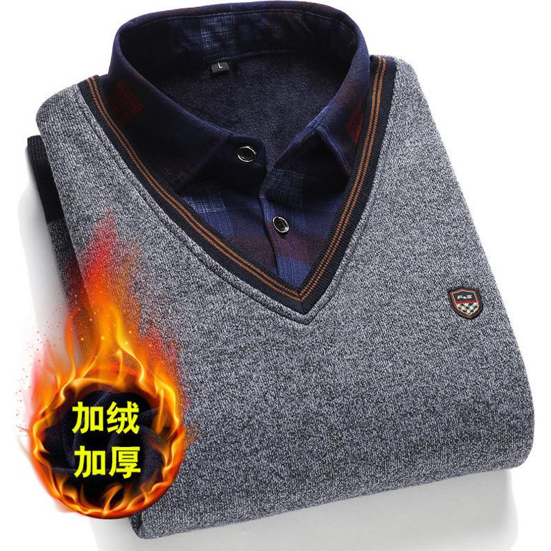 

Ніжна Базова Чудова Приталена Тепла Верхня Частина Чоловіча Сорочка З Двома Частинами З Імітацією Зимова Блузка На Флісовій Підкладці Клітчаста Сорочка 4XL