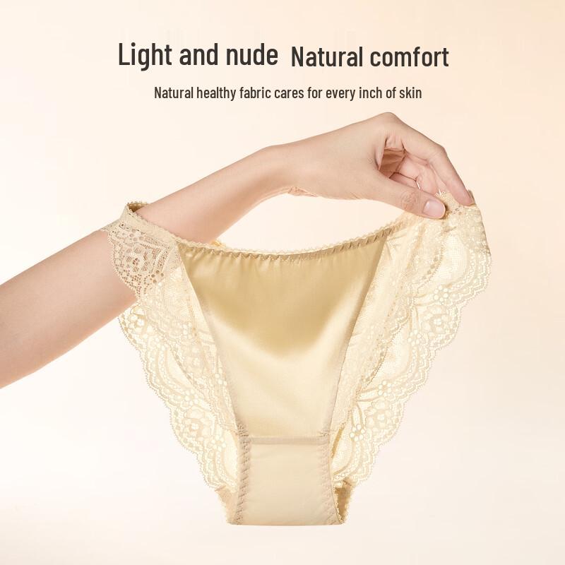 Women's Mulberry Silk Breathable Lace Trim Briefs (2-Pack)