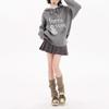 Grauer Kapuzenpullover Strickpullover Damen tragen im Herbst und Winter fauler kleiner Winter dicker Pullover Jacke