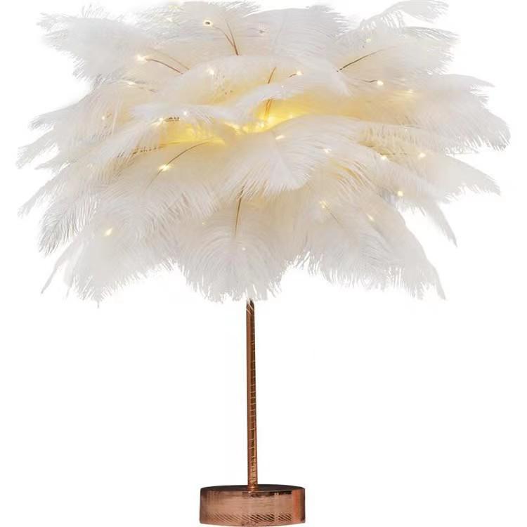 Luxurious Feather Night Light - Dimmable Desk and Decorative Lamp for Living Room or Bedroom