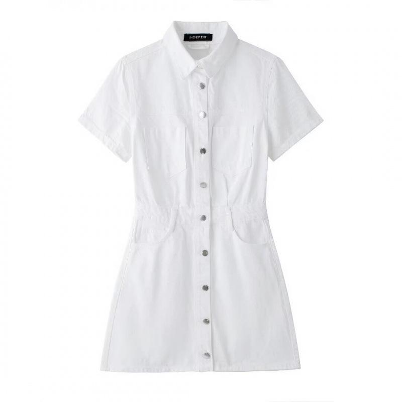 

Лето 2023 Европейская и американская женская уличная мода Джинсовое мини-платье Extra Small белый