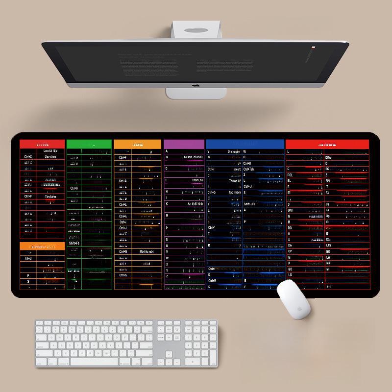 Mehrsprachiges Shortcut Mauspad - Englisch/Japanisch/Thailändisch/Vietnamesisch - Extra Groß & Dicke Schreibtischunterlage