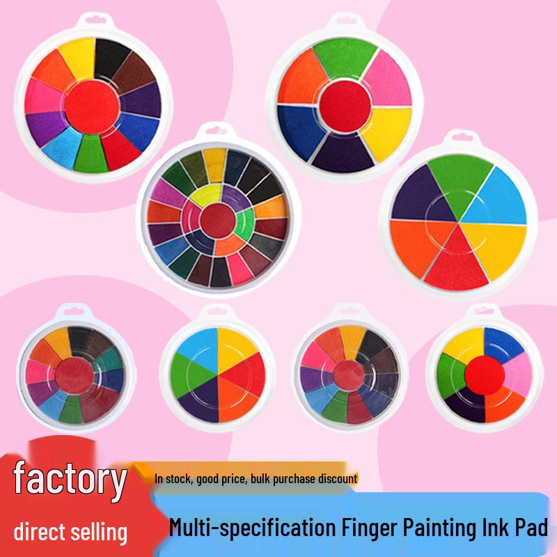 Kindergarten Doodle Ink Pad - 7 or 13 Color Round Disc for Finger Painting & Rubber Stamps