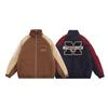 Unisex Oversized Puffer Jacket With Embroidered Letter Patchwork Warm Winter Streetwear Coat Men Women
