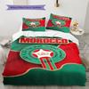 Ensemble de literie à motif logo de l'équipe nationale de football du Maroc Housse de couette Taie d'oreiller Décoration de maison Cadeau (1 * housse de couette + 2 * taie d'oreiller,
