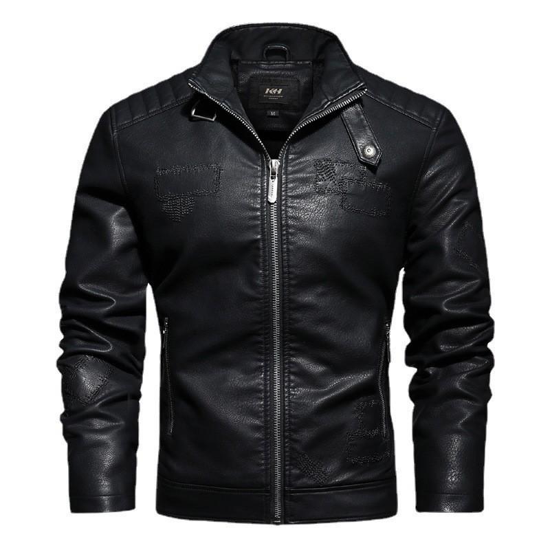 Autumn and winter men's leather jacket removable hooded leather jacket fashion slim retro PU leather jacket men's coat