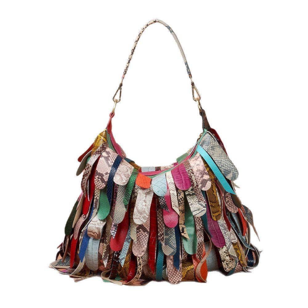 Ekte Lær Dameveske Street Fashion Veske Duskveske Enkel Skulder Crossbody Veske Underarmsveske