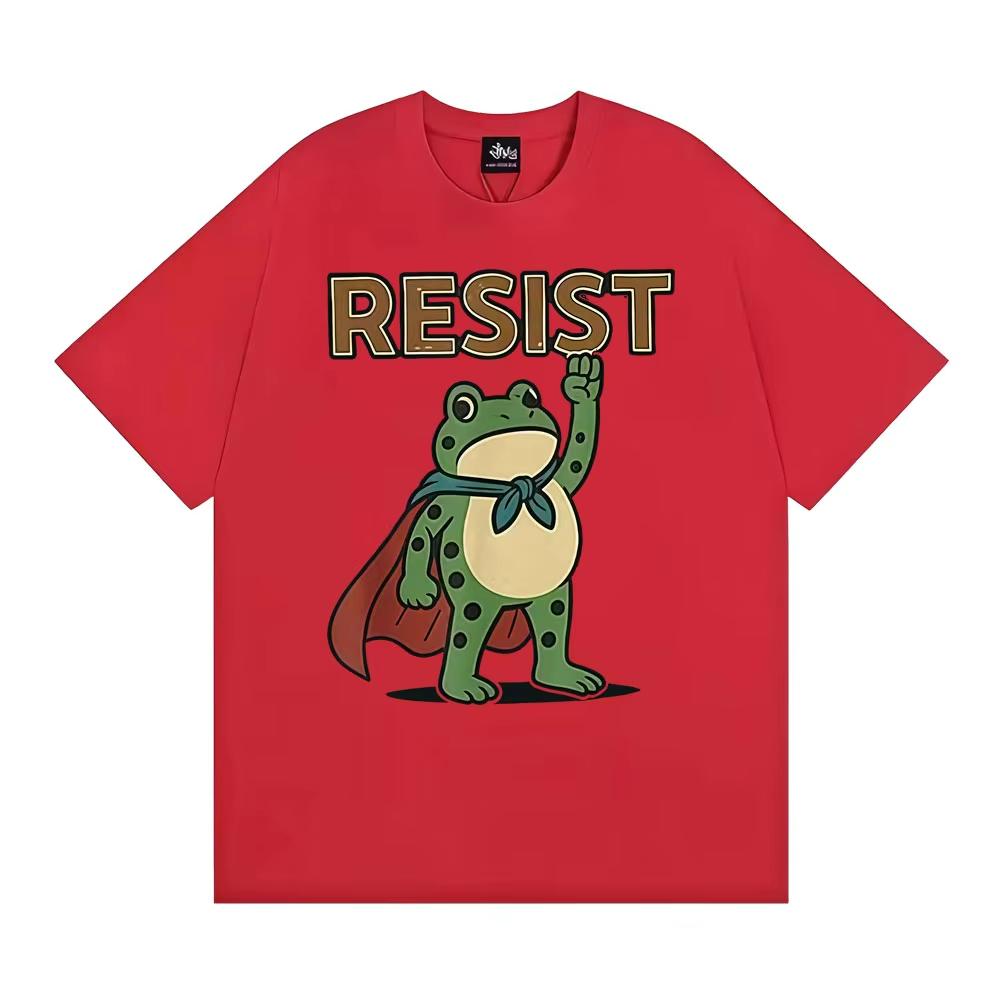 Funny Resist Portland Frog Protest Against Classic T Shirt Unisex Fashion Humor Loose Oversized Tshirt Men Summer Tops Tshirts